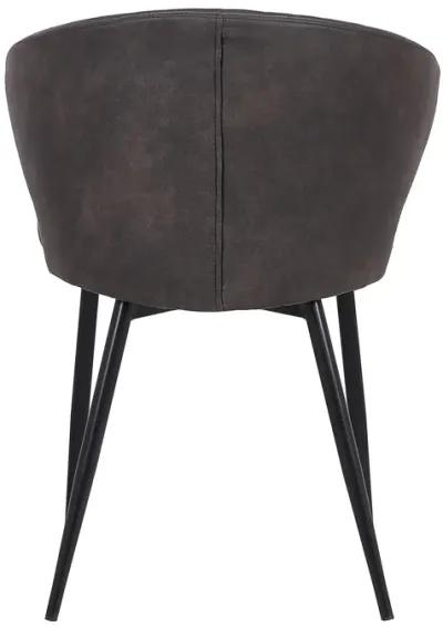 Ava Contemporary Dining Chair in Black Powder Coated Finish and Gray Faux Leather