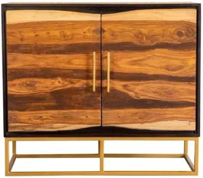 Zara 2-door Accent Cabinet Black Walnut and Gold