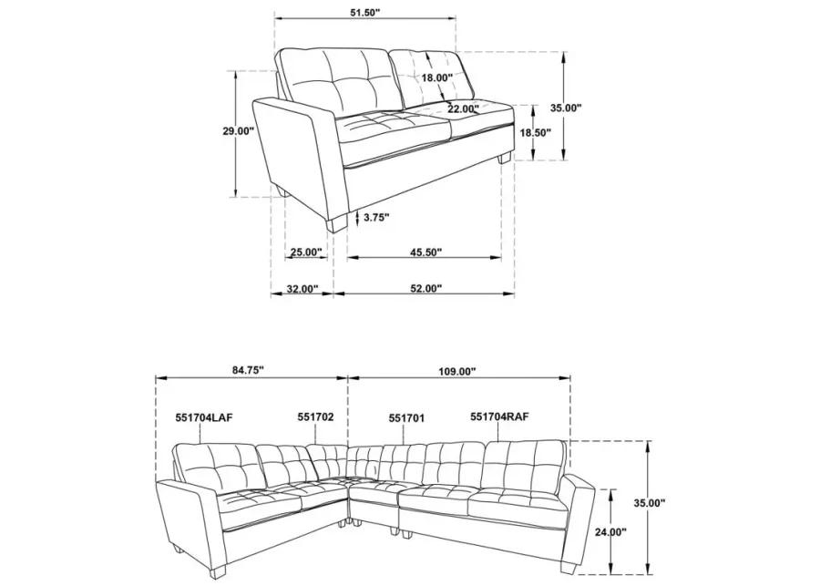 Georgina 4-piece Upholstered Modular Sectional Sofa Steel Beige