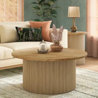 Kiefer Rattan Coffee Table w/ Wood Top, Natural