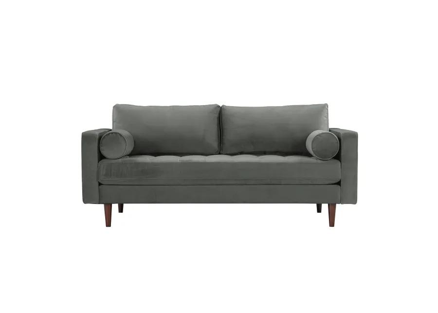 Cave Ash Gray Velvet Loveseat