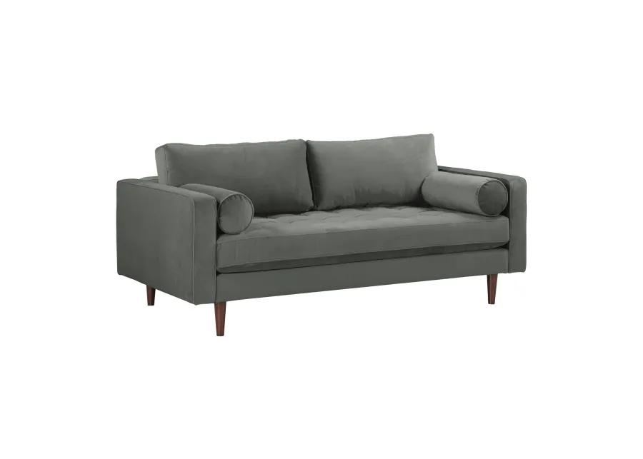 Cave Ash Gray Velvet Loveseat