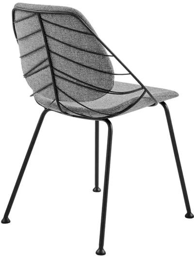 Linnea Side Chair in Light Gray Fabric with Matte Black Frame and Legs - Set of 2