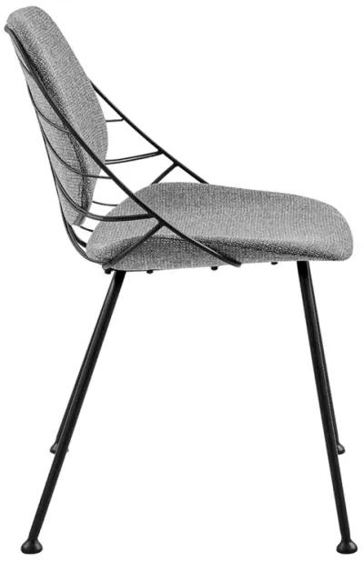 Linnea Side Chair in Light Gray Fabric with Matte Black Frame and Legs - Set of 2