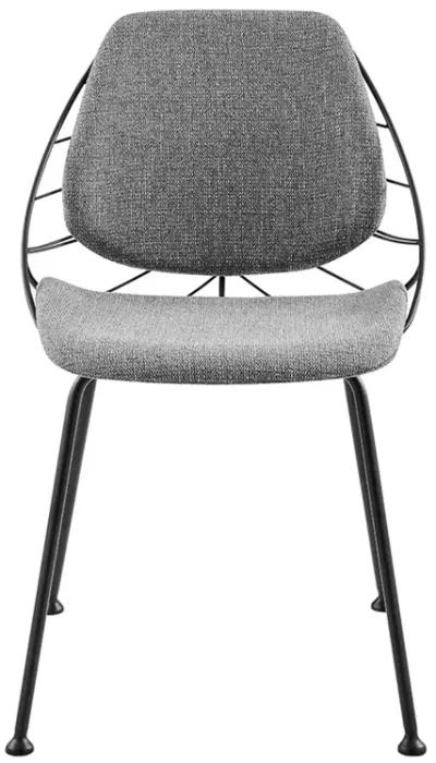 Linnea Side Chair in Light Gray Fabric with Matte Black Frame and Legs - Set of 2