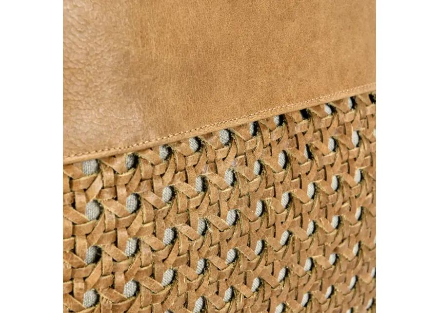 Toscano 18" Genuine Leather Throw Pilow, Chestnut Brown