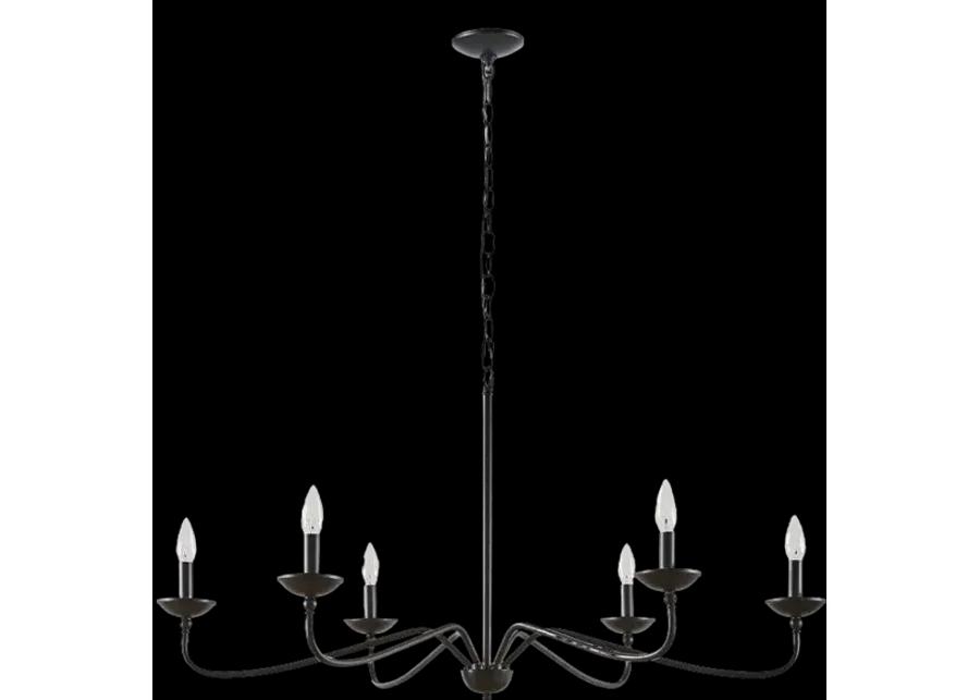 Hampton Hill Brighton Matte Black 6-Light Farmhouse Metal Chandelier