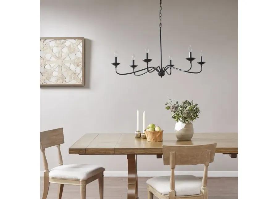 Hampton Hill Brighton Matte Black 6-Light Farmhouse Metal Chandelier