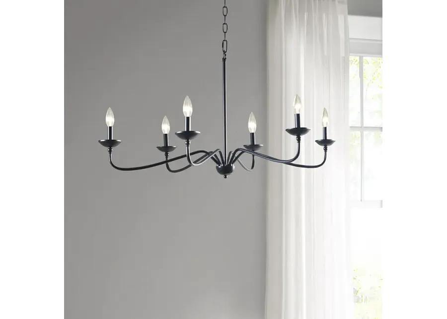 Hampton Hill Brighton Matte Black 6-Light Farmhouse Metal Chandelier