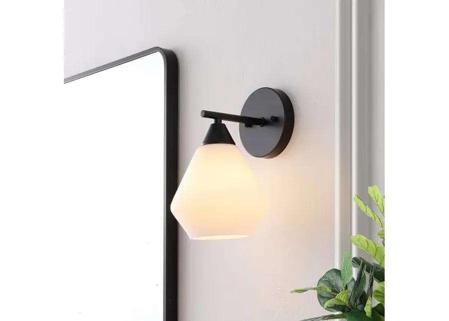 LYONA, 8.5 INCH, BLACK/WHITE, IRON/GLASS WALL SCONCE SET OF 2 