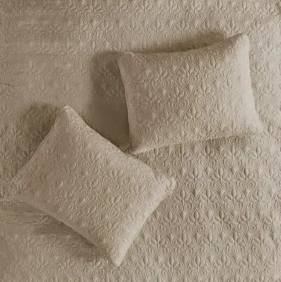 Madison Park Quebec Khaki 3 Piece Split Corner Pleated Quilted Bedspread