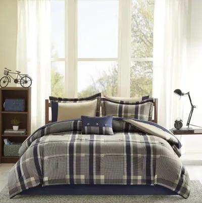 Intelligent Design Robbie Navy Multi Plaid Comforter Set with Bed Sheets