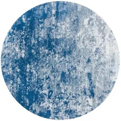 Brentwood 822 Grey / Navy 8' X 8' Round Round Powerloomed Rug