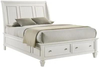 Sandy Beach Queen Storage Sleigh Bed Cream White