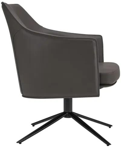 Signa Lounge Chair in Dark Gray Leatherette and Regenerated Leather with Black Steel Base