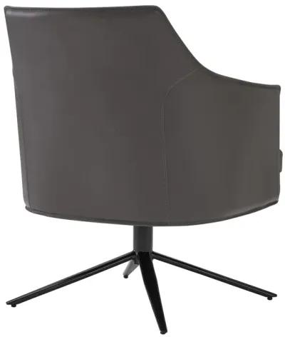 Signa Lounge Chair in Dark Gray Leatherette and Regenerated Leather with Black Steel Base