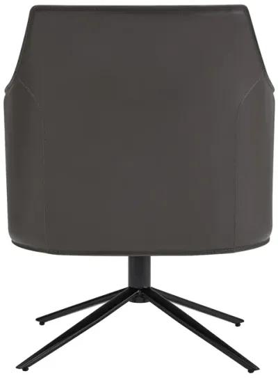 Signa Lounge Chair in Dark Gray Leatherette and Regenerated Leather with Black Steel Base