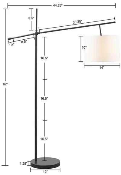 INK+IVY Keller Oil Rubbed Bronze/Cream Adjustable Arched Floor Lamp with Drum Shade