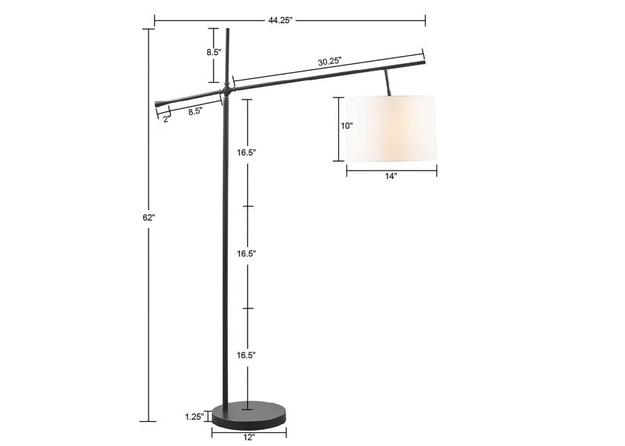 INK+IVY Keller Oil Rubbed Bronze/Cream Adjustable Arched Floor Lamp with Drum Shade