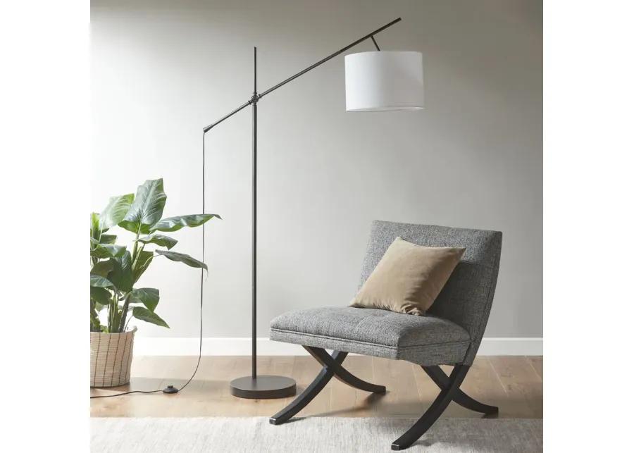 INK+IVY Keller Oil Rubbed Bronze/Cream Adjustable Arched Floor Lamp with Drum Shade