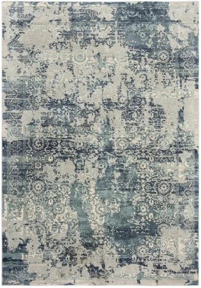 Chelsea Gray/Teal Abstract Polyester 3'11" x 5'6" Rectangle Rug