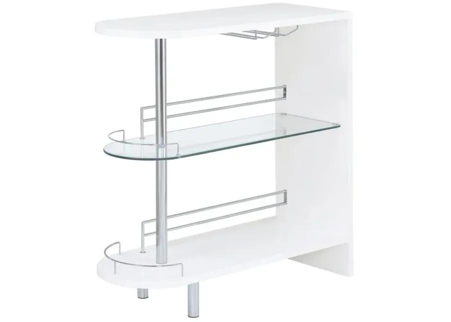 Adolfo 3-tier Bar Table Glossy White and Clear