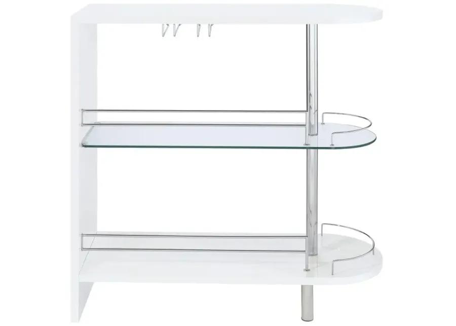 Adolfo 3-tier Bar Table Glossy White and Clear