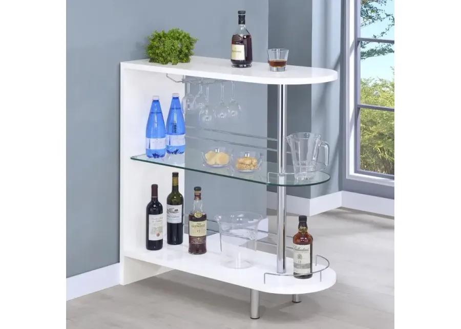 Adolfo 3-tier Bar Table Glossy White and Clear