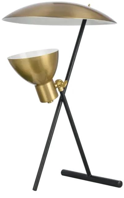 Wyman Square 19'' High 1-Light Desk Lamp - Satin Gold - Includes LED Bulb