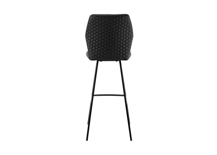 Tandy Black Faux Leather and Black Metal 30" Bar Stool