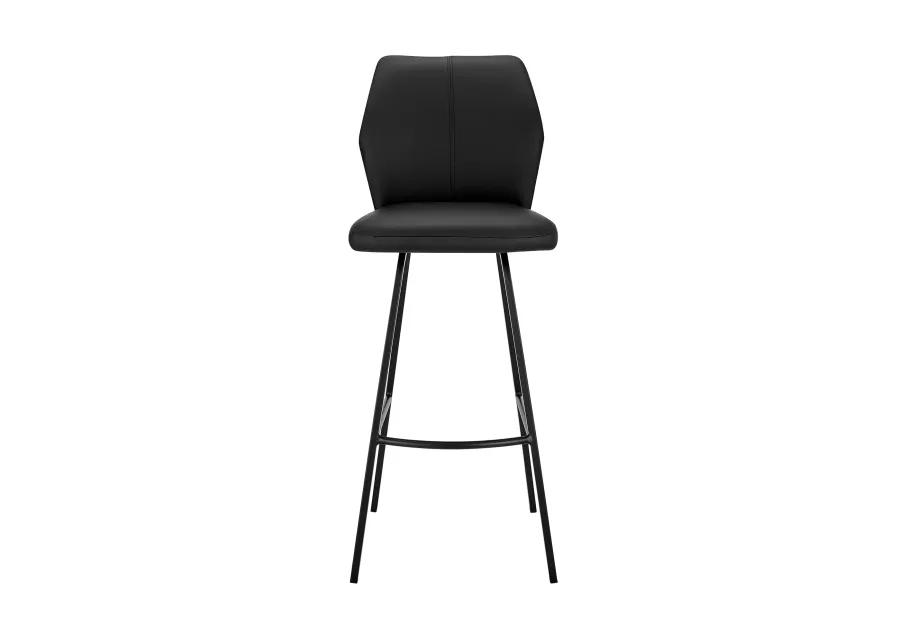 Tandy Black Faux Leather and Black Metal 30" Bar Stool