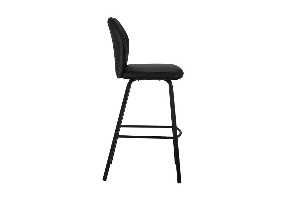 Tandy Black Faux Leather and Black Metal 30" Bar Stool