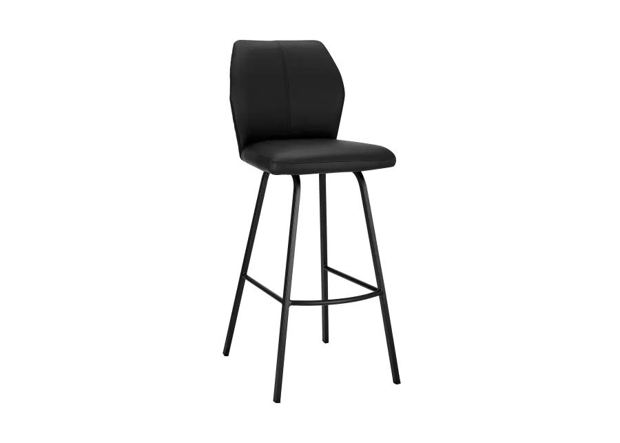 Tandy Black Faux Leather and Black Metal 30" Bar Stool