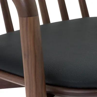 Echo Walnut Wood and Black Faux Leather Bar Stool