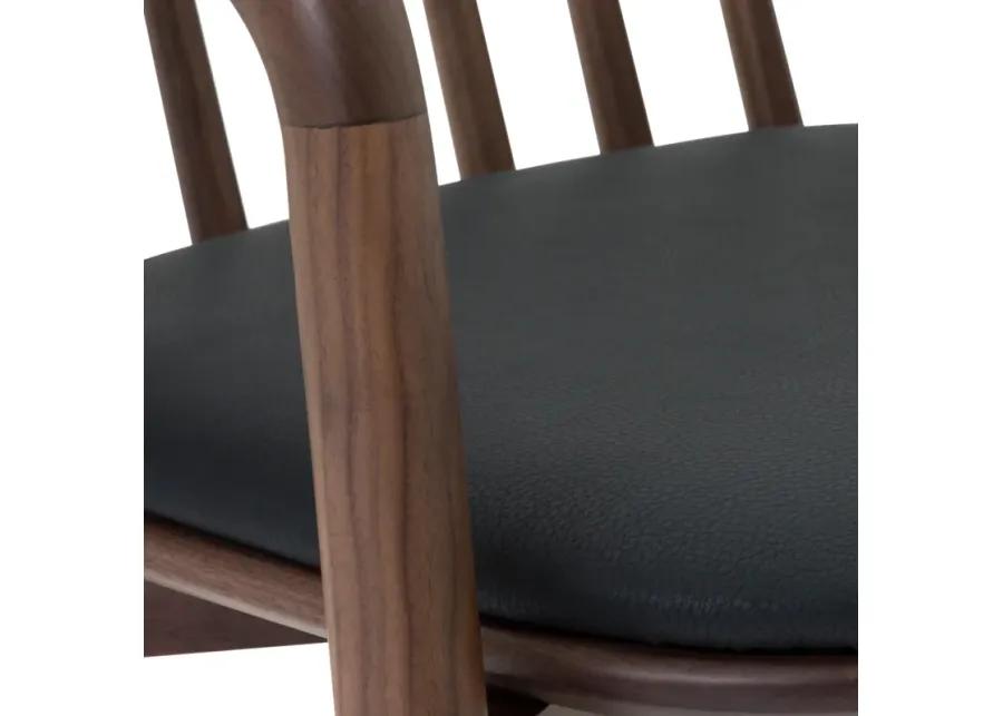 Echo Walnut Wood and Black Faux Leather Bar Stool