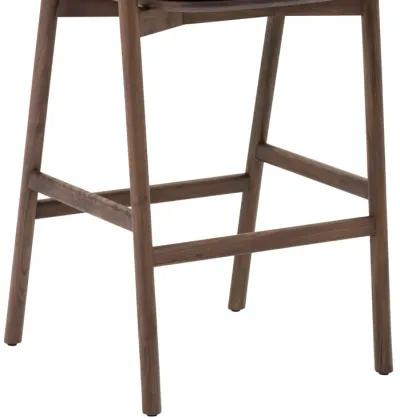 Echo Walnut Wood and Black Faux Leather Bar Stool