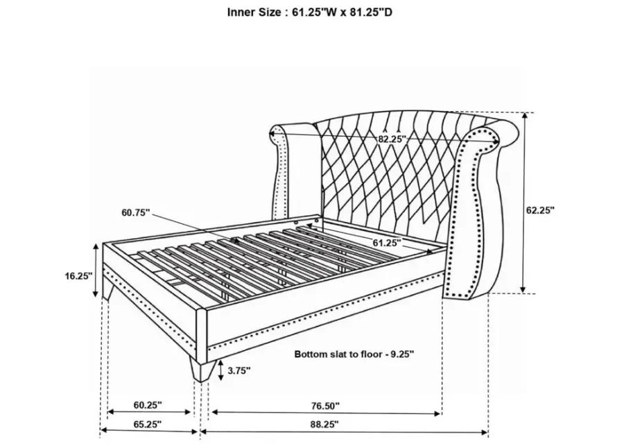 Barzini Queen Wingback Tufted Bed White