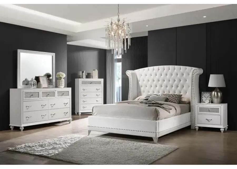 Barzini Queen Wingback Tufted Bed White