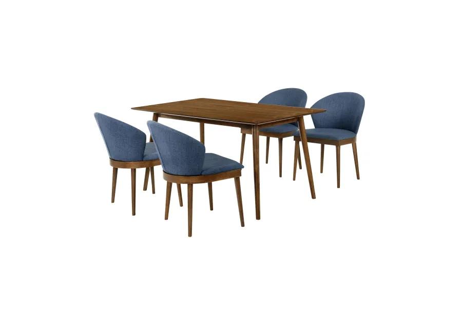 Westmont and Juno Blue and Walnut 5 Piece Dining Set