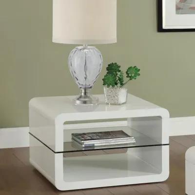 Elana Square 2-shelf End Table Glossy White