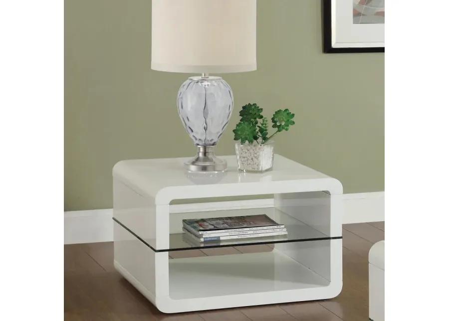 Elana Square 2-shelf End Table Glossy White