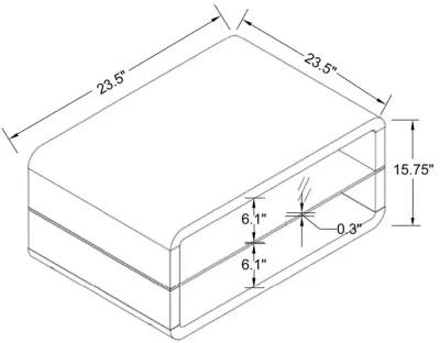 Elana Square 2-shelf End Table Glossy White