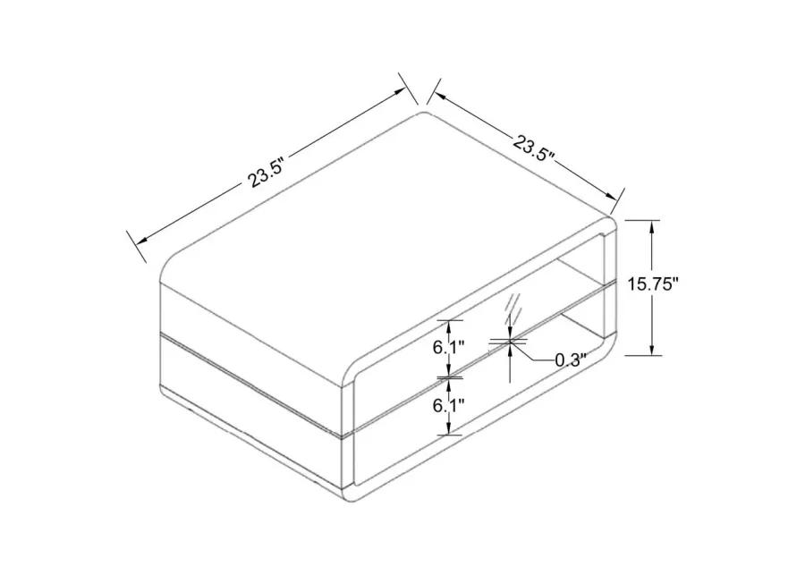 Elana Square 2-shelf End Table Glossy White