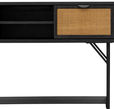 Saratoga Console Table in Black Acacia with Rattan