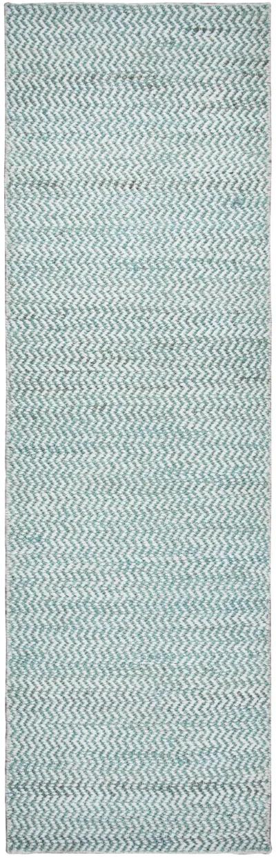 Ellington Turquoise chevron  Jute / Wool  2'6" x 8' Runner Rug