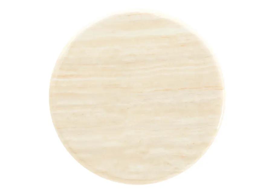 Lippa 20" Round Artificial Travertine  Side Table