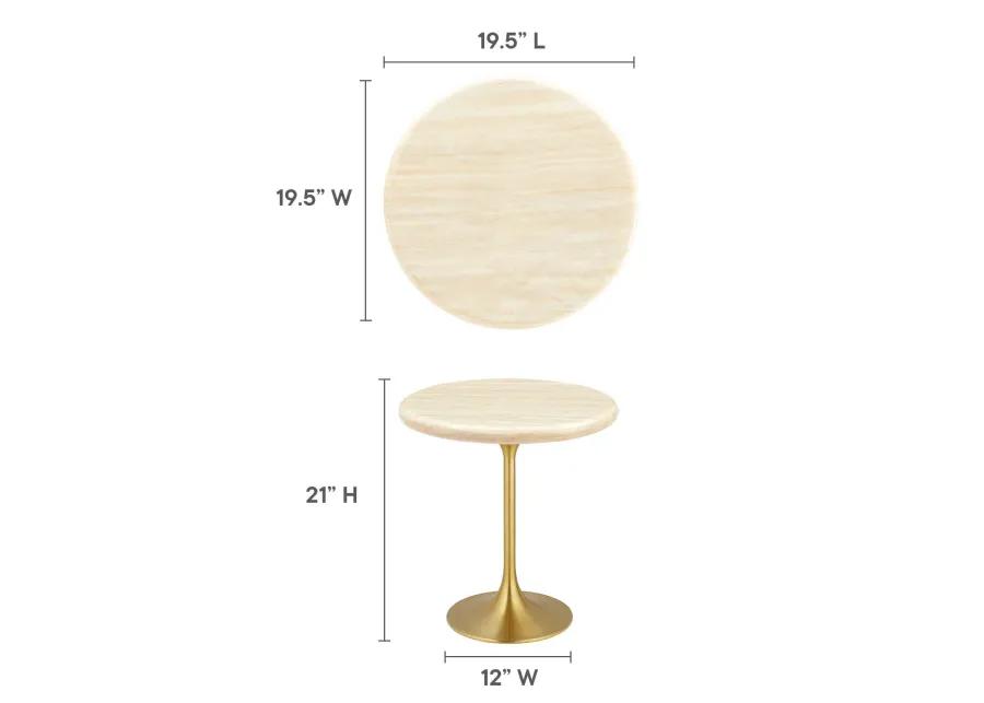 Lippa 20" Round Artificial Travertine  Side Table