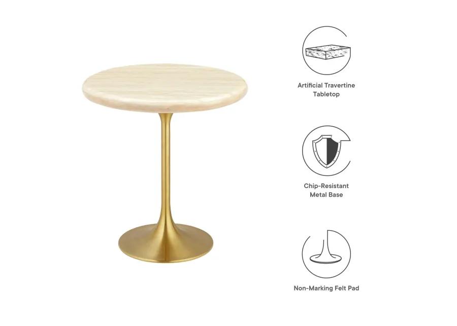 Lippa 20" Round Artificial Travertine  Side Table