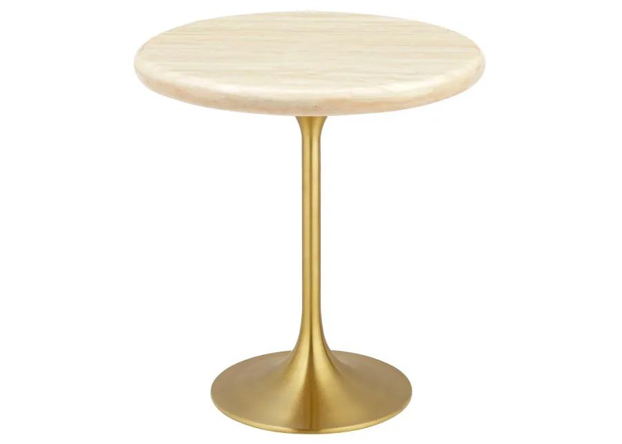 Lippa 20" Round Artificial Travertine  Side Table