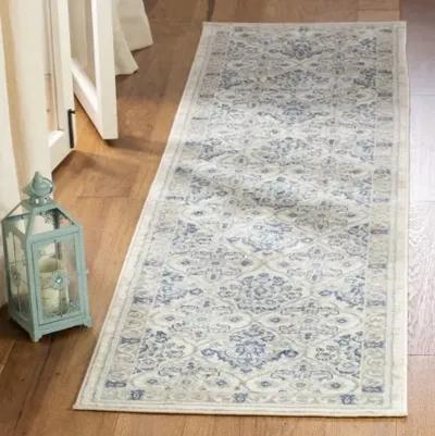 Brentwood 870 Light Grey / Blue 2' X 10' Runner Powerloomed Rug